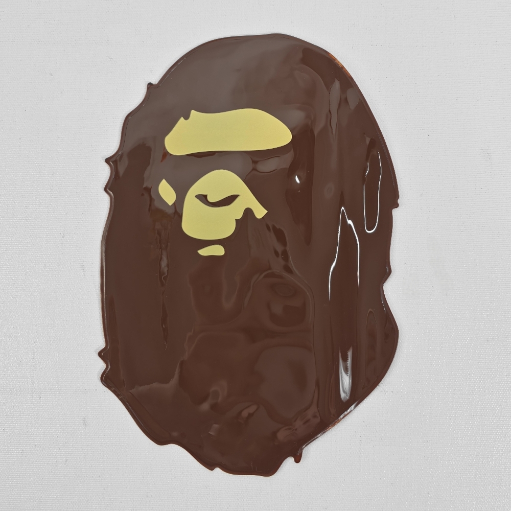 A Bathing Ape PVC Pouch Brown Head Logo Small Zip Bag 5.5"x8.5" New